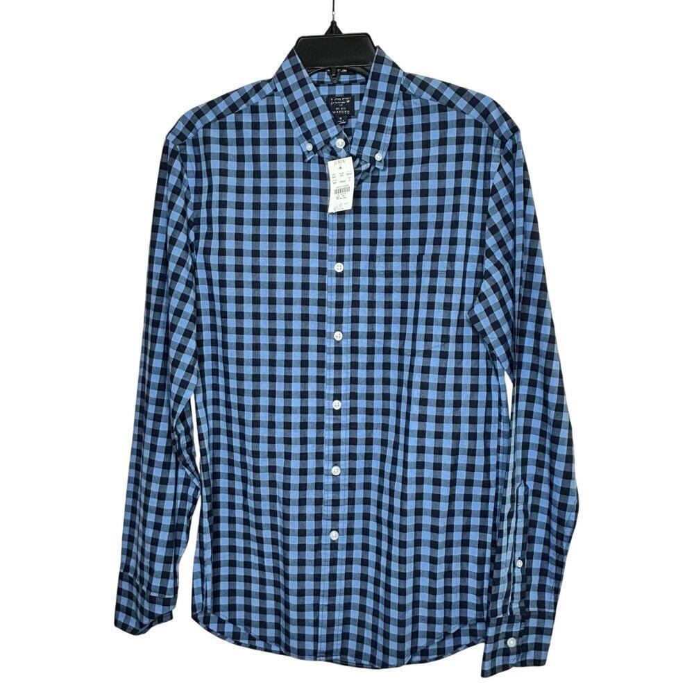 J. Crew Men's Blue & Black Flex Washed Button Down Slim Fit Shirt Size Small New